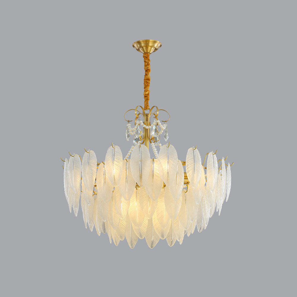 Kirsten Pearl Glass Metal Chandelier - Feather design pendant light