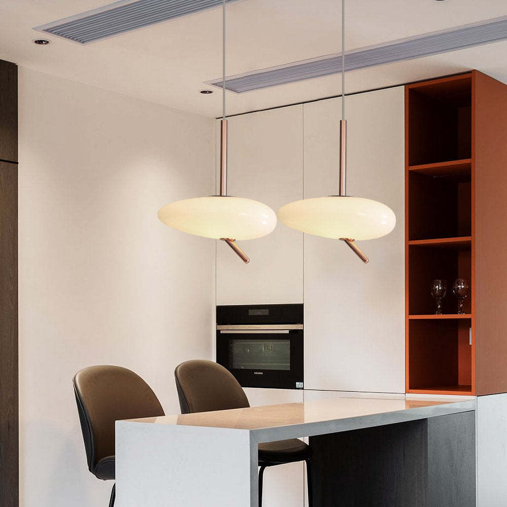 Modern kitchen with Hailie Pebbles pendant lights