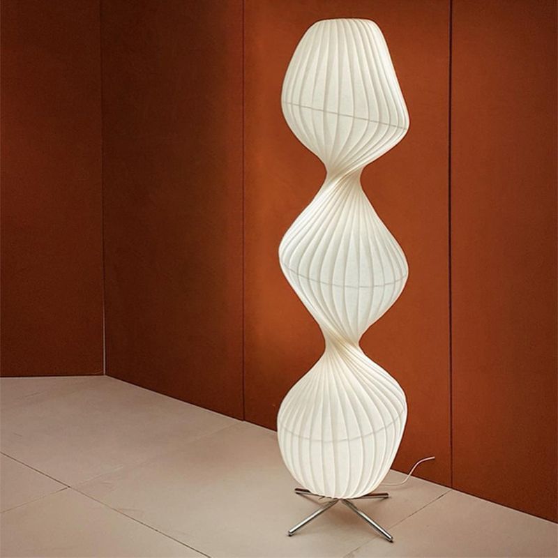 Modern White Pleated Fabric Floor Lamp - Lassola