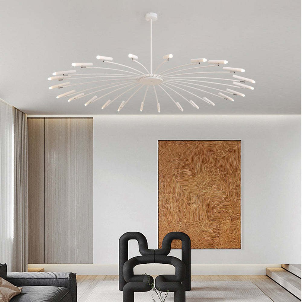 White Evette Modern Chandelier in modern living room