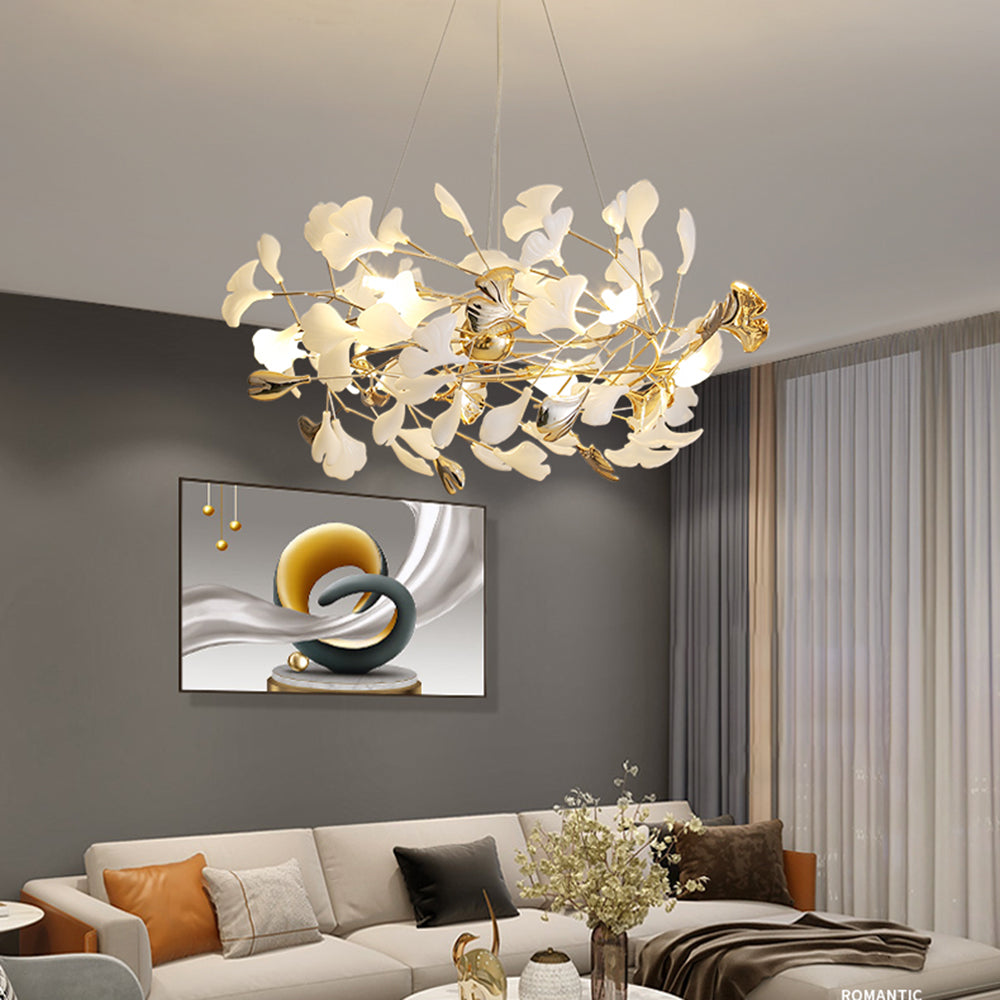 Olivia Modern Petal Shaped Metal Ceramic Chandelier Dining Room