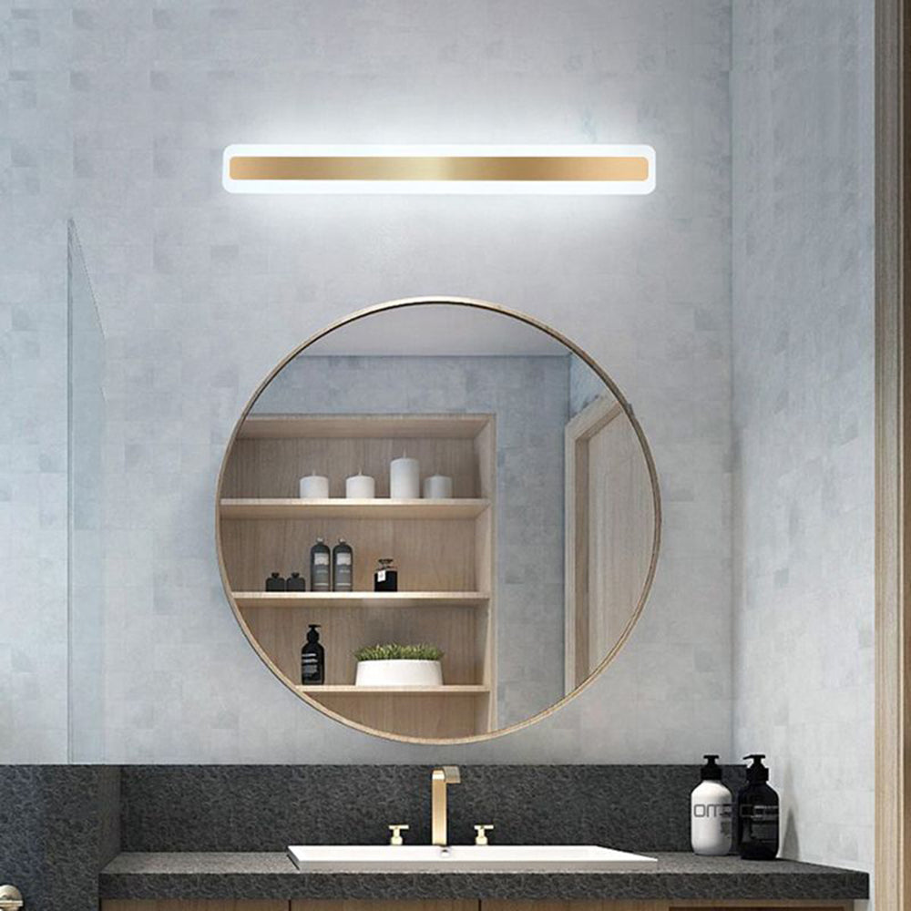 Leigh wall lamp above round mirror in bathroom