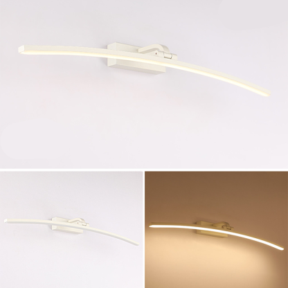 White curved metal wall lamp, bedroom or bathroom lighting