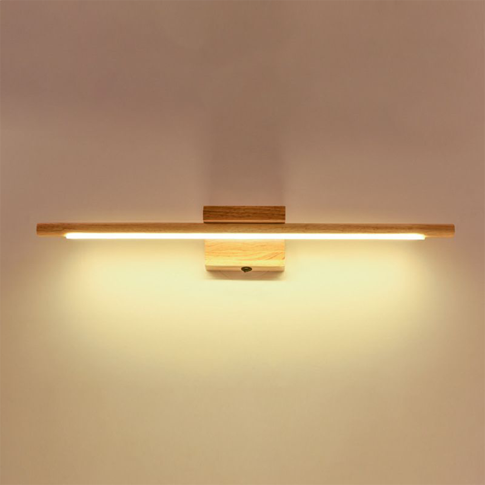 Ozawa Mirror Front Wall Lamp, wood and LED light fixture