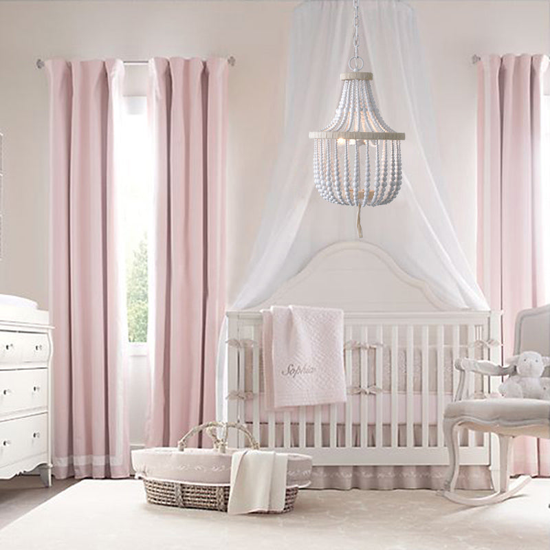 Alessio LED Pendant Light Wood Beads in Nursery Room Alessio Design LED Pendant Light Wood Metal Wood Bed Living Childrensroom