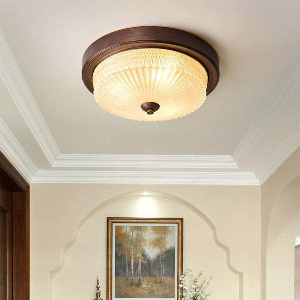 Alessio Vintage Flush Mount Ceiling Light in bedroom.