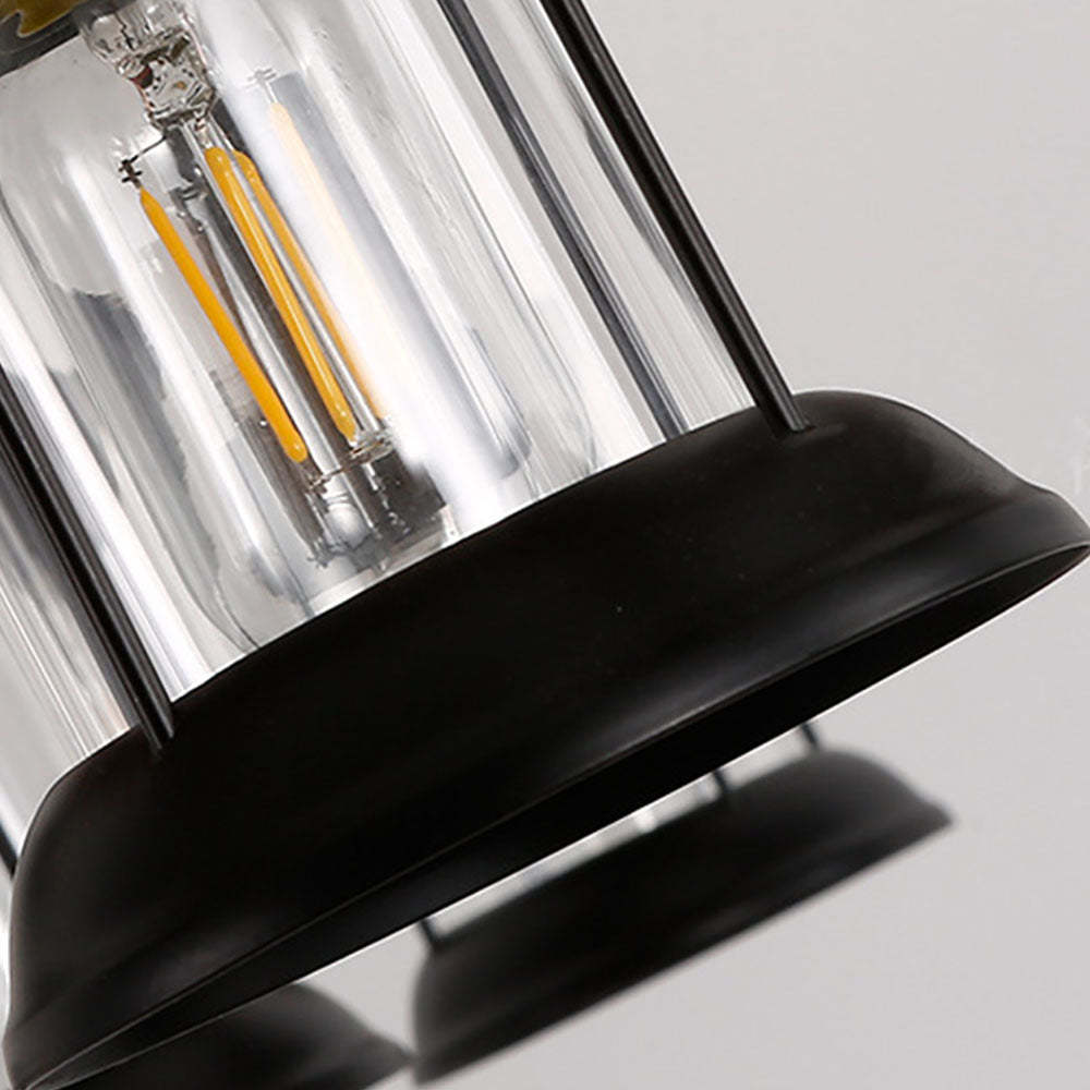 Close up of Austin Retro Pendant Light's metal and glass.