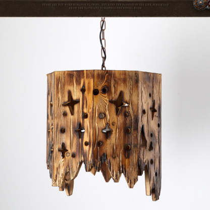Retro Starry Wood Pendant Light - Rustic Home Lighting