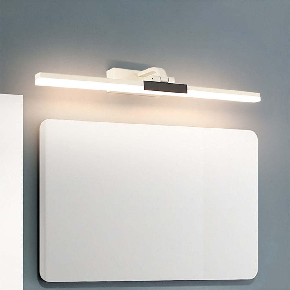 Modern white metal vanity wall lamp above bathroom mirror
