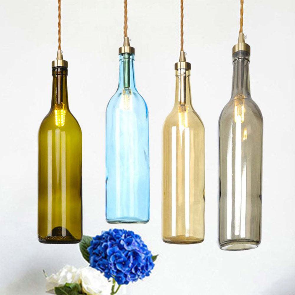 Colorful Hailie pendant lights hanging, wine bottle design