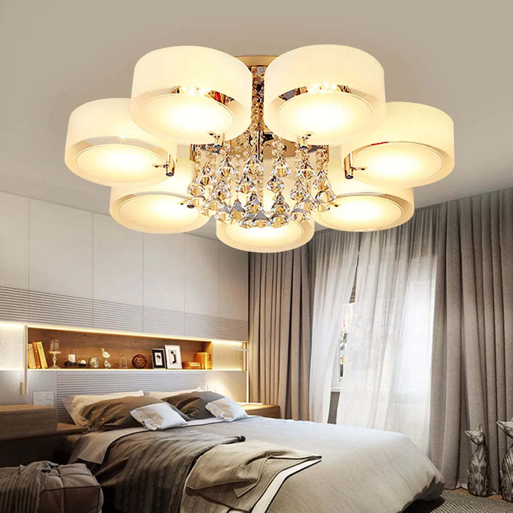 Quinn Modern Acrylic Glass Flush Mount Ceiling Light in Bedroom