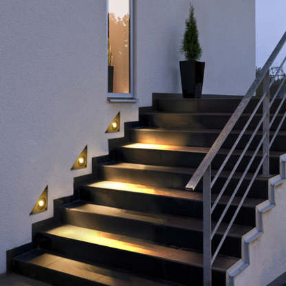 Outdoor stair lighting with triangle step lights