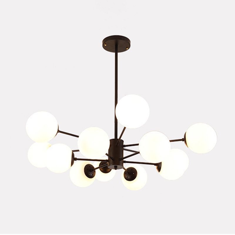 Black Valentina Sputnik pendant light, glass globe shades