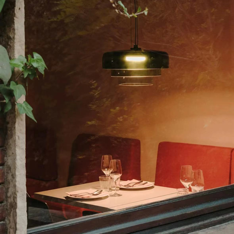 Morandi Modern Green Pendant Light in a Dining Setting