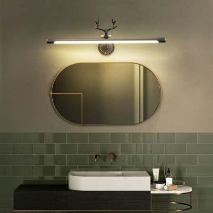 Modern Staghorn Vanity Light in Brass Bathroom