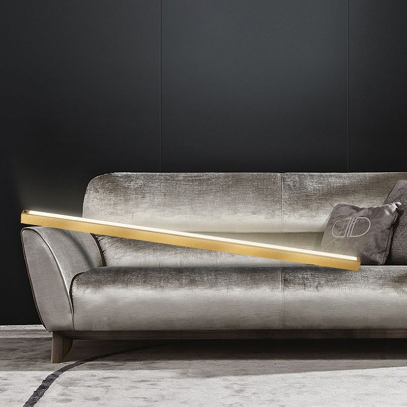 Edge Minimalist Linear Metal Floor Lamp over Sofa
