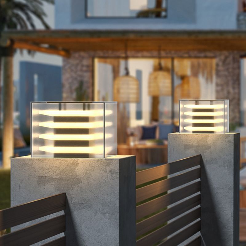 Modern metal & acrylic solar lamp for outdoor spaces