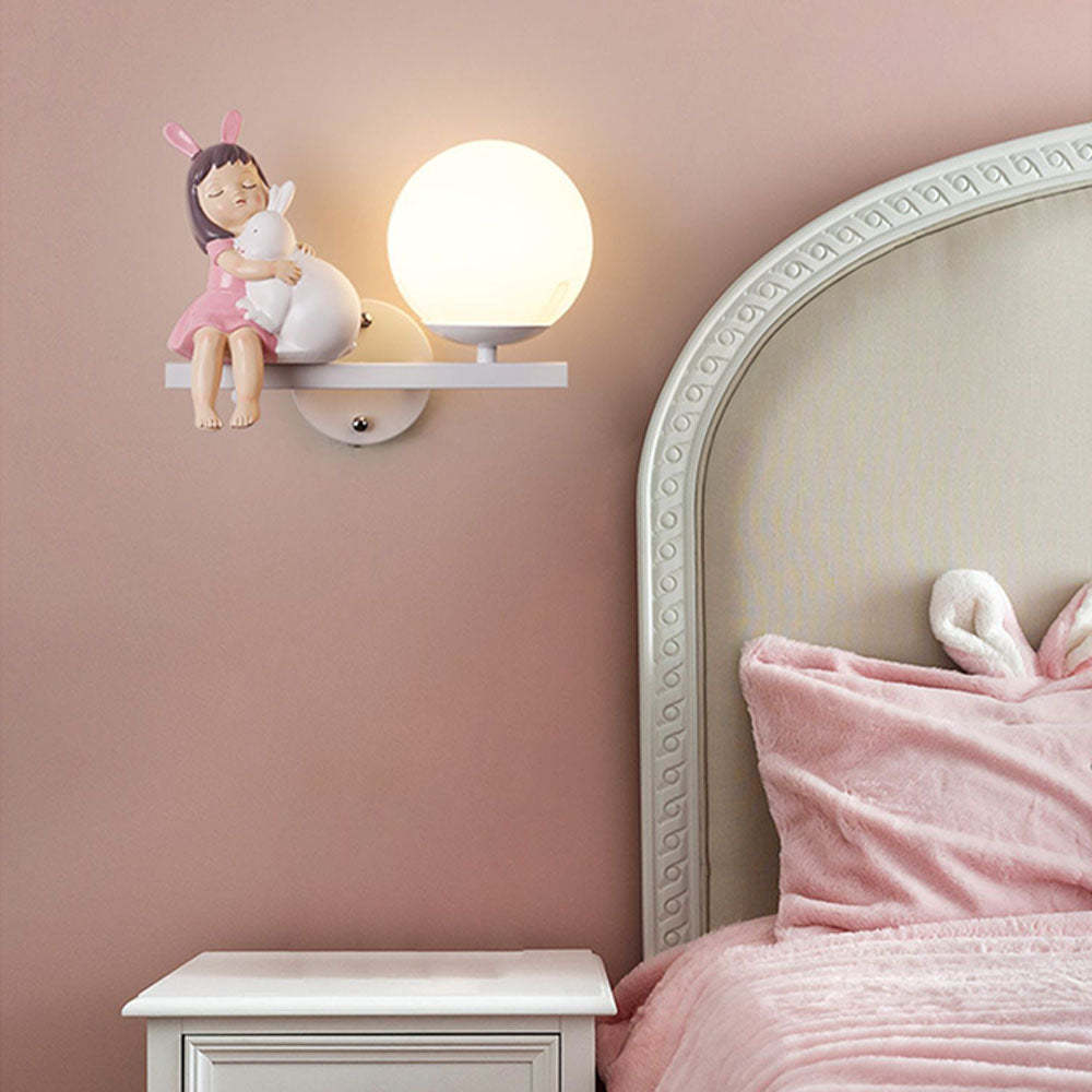 Minori Wall Sconce in a pink bedroom, bunny-themed decor