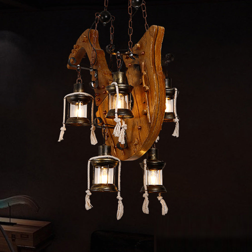 Retro Saxophone Pendant Light with Lanterns