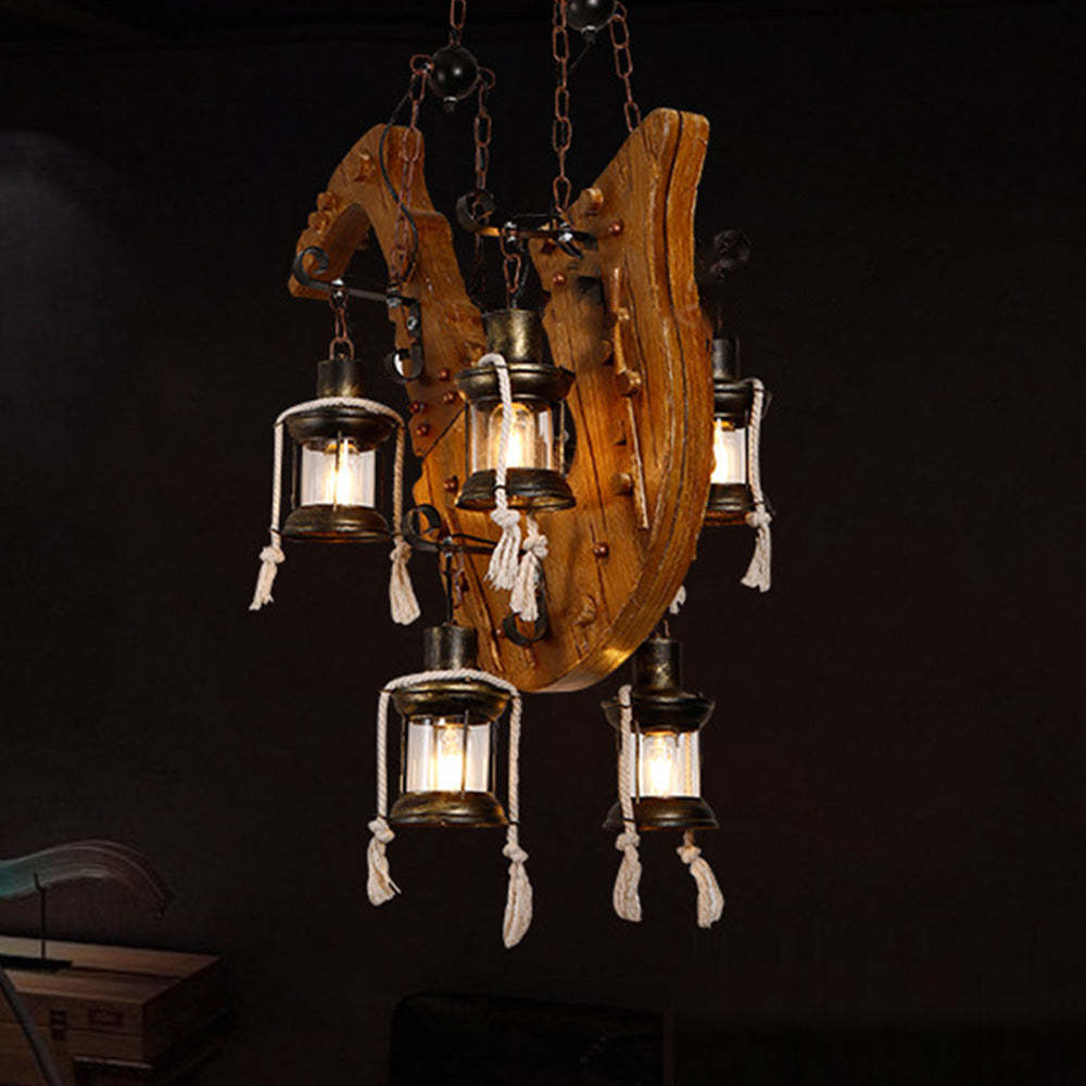 Retro Saxophone Pendant Light with Lanterns