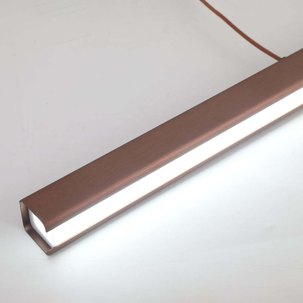 Bronze Edge LED pendant light, close up Edge Modern Linear Metal LED Pendant Light