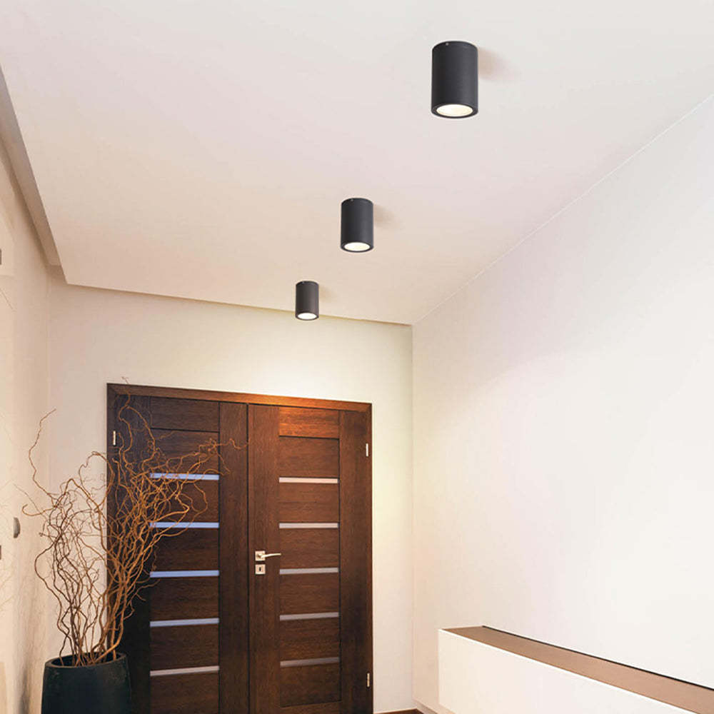 Orr Modern Cylindrical Flush Mount Ceiling Light Metal Glass