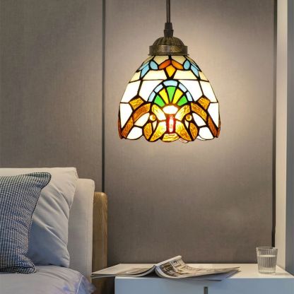 Alessio Tiffany Pendant Light in Bedroom Alessio Tiffany Multicolor Bell Pendant Light