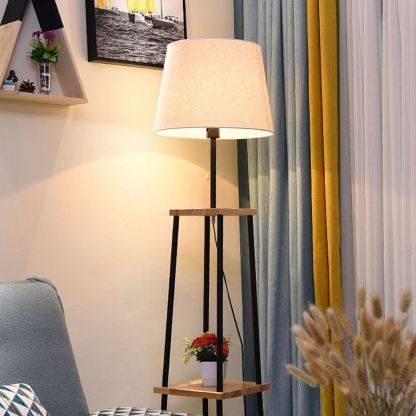 Eryn Floor Lamp - Fabric Shade with Shelf