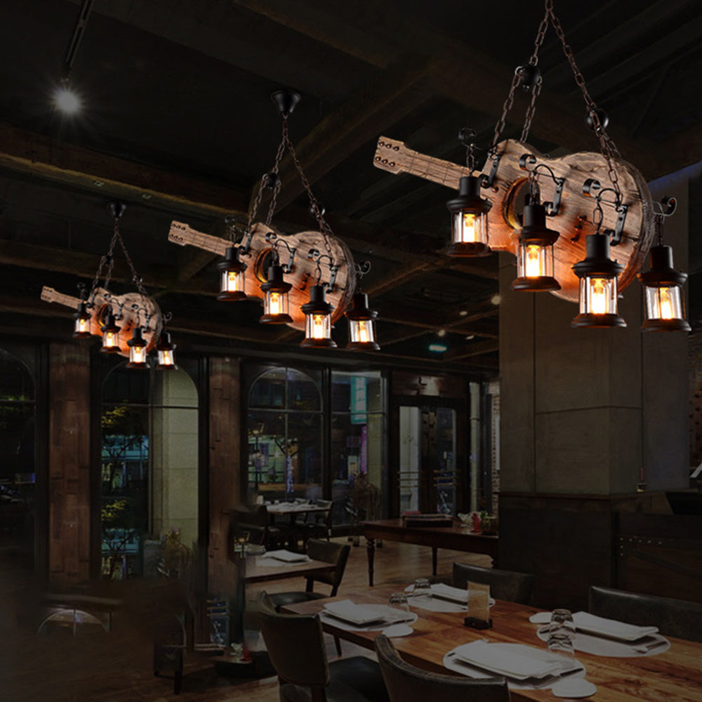 Retro Guitar 4-Light Pendant for Dining Room