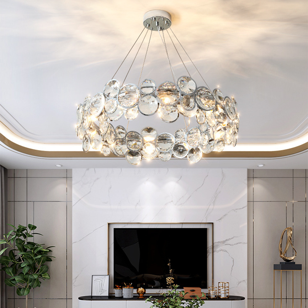 Modern LED Round Chandelier in Living Room