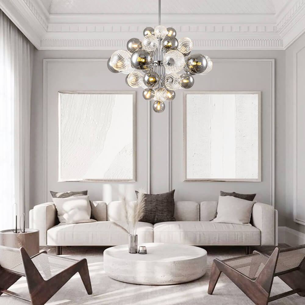 Valentina Modern Bubble Chandelier in a Living Room Setting