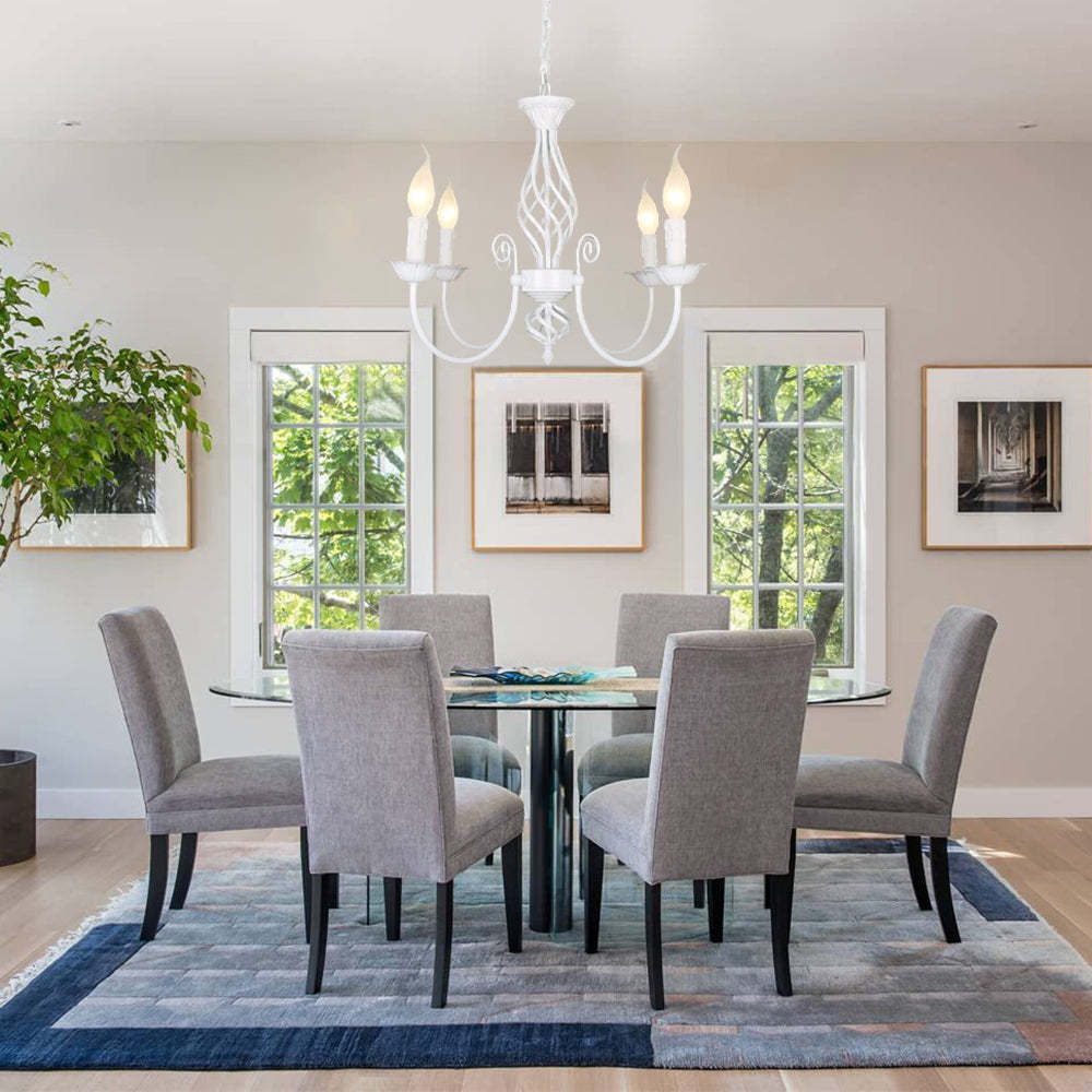 White Silva Pendant Light over Dining Table