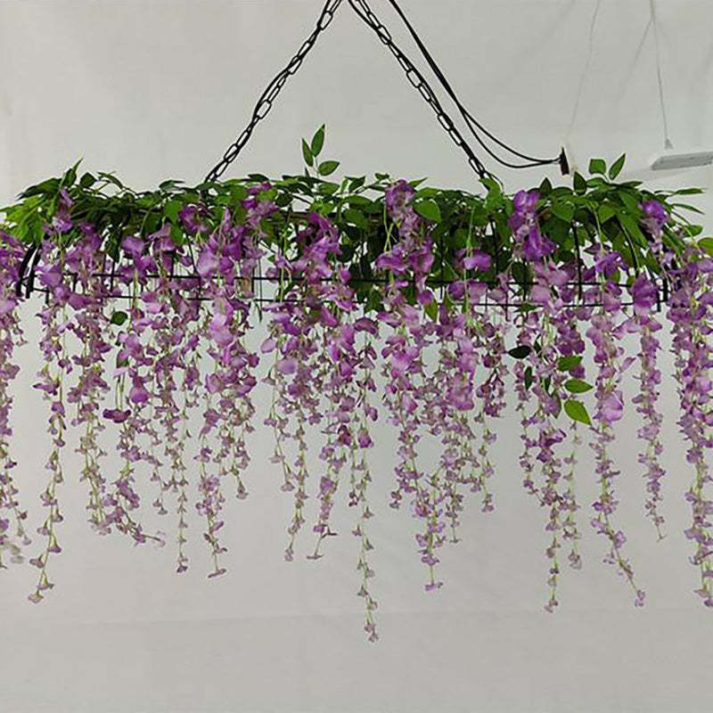Rectangular floral nest pendant light with metal frame