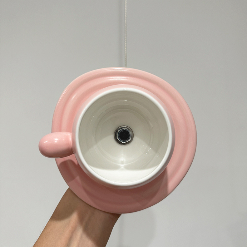 Pink Cairns Ceramic Cup Pendant Light - Top View