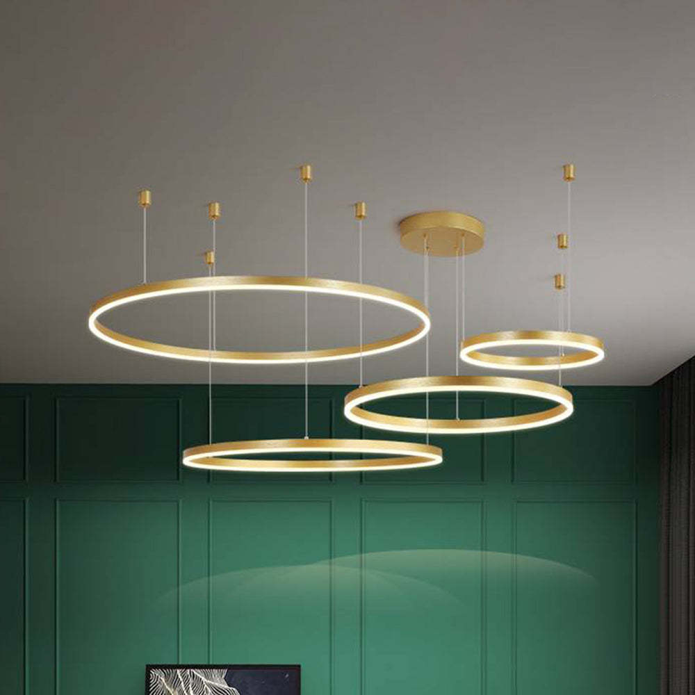 Arisha Gold LED Pendant Lights - Circular Modern Lighting Arisha Modern Pendant Light Tir-Circle Metal