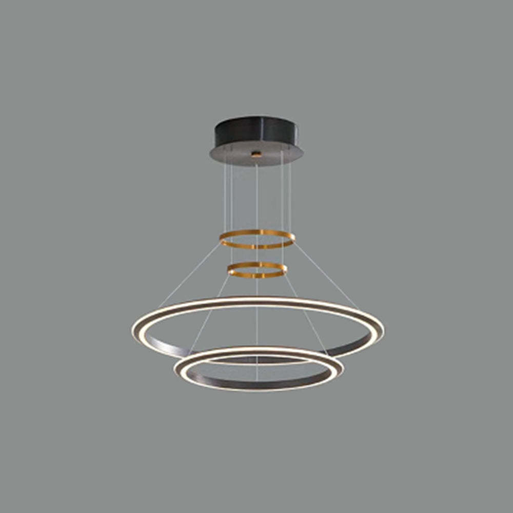 Arisha LED pendant light. Modern layered ring lighting.