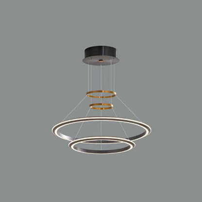 Arisha LED pendant light. Modern layered ring lighting.