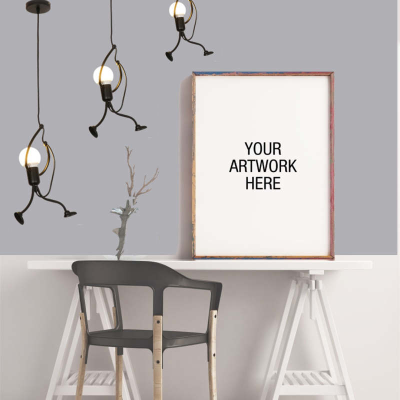 Salgado Iron Man Pendant Lights, interior design with artwork