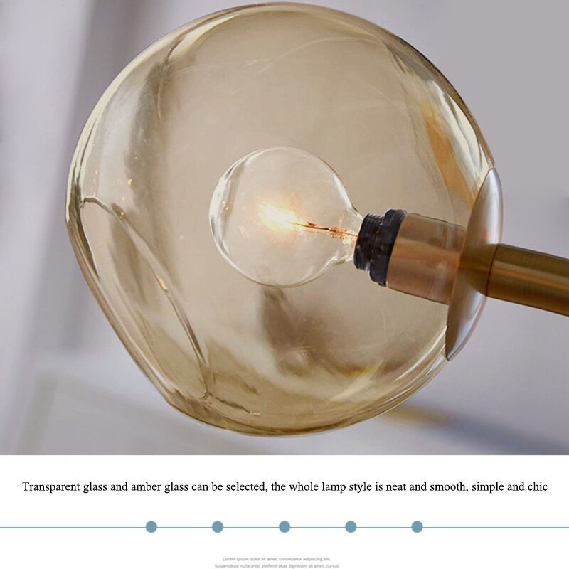 Valentina modern glass pendant light with amber glass shade