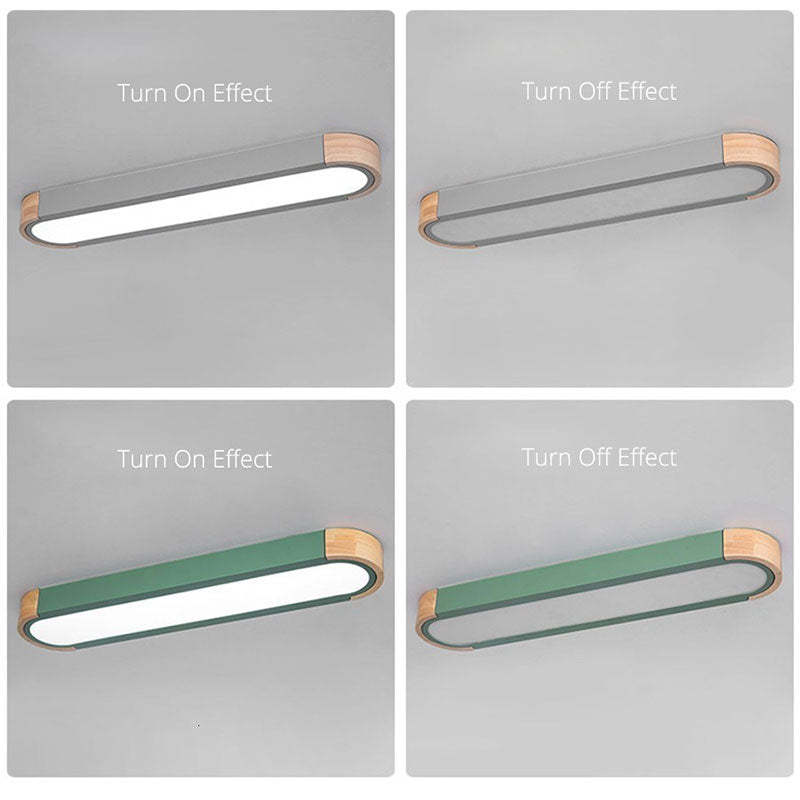 Morandi ceiling light: on/off, gray & green, wood/acrylic