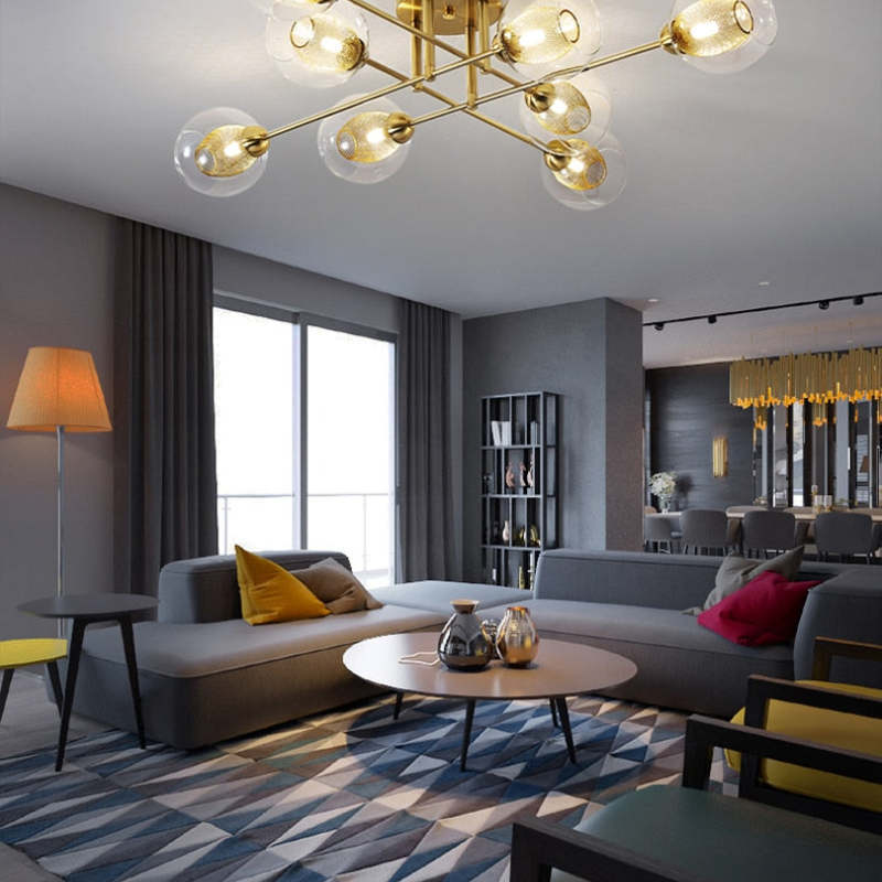Valentina Industrial Chandelier in a modern living room