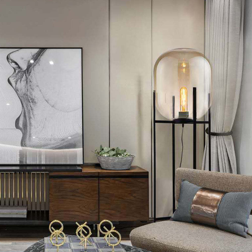 Modern Salgado floor lamp illuminating a living room