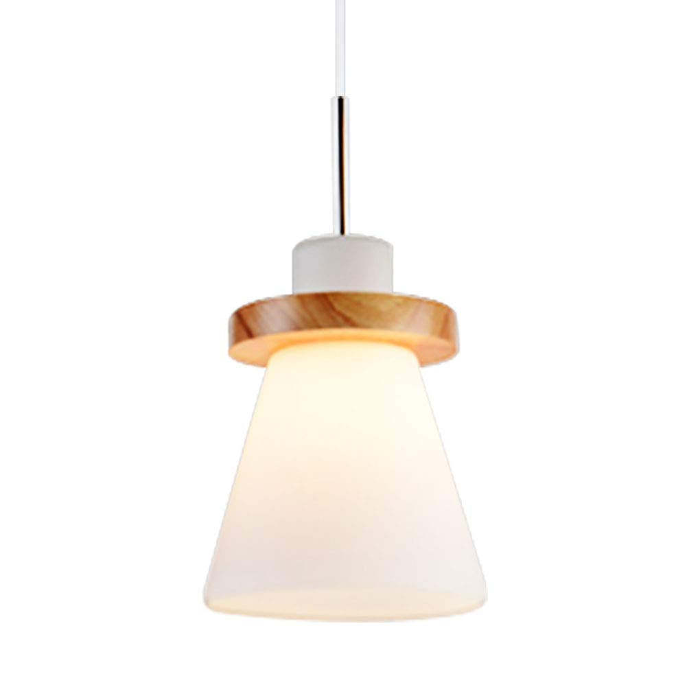 Hailie pendant light: Wood and Glass Cone Design