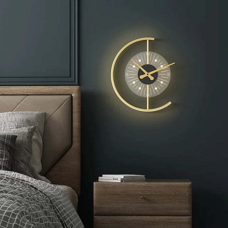 Nielsen Modern LED Wall Clock Lamp in Bedroom
