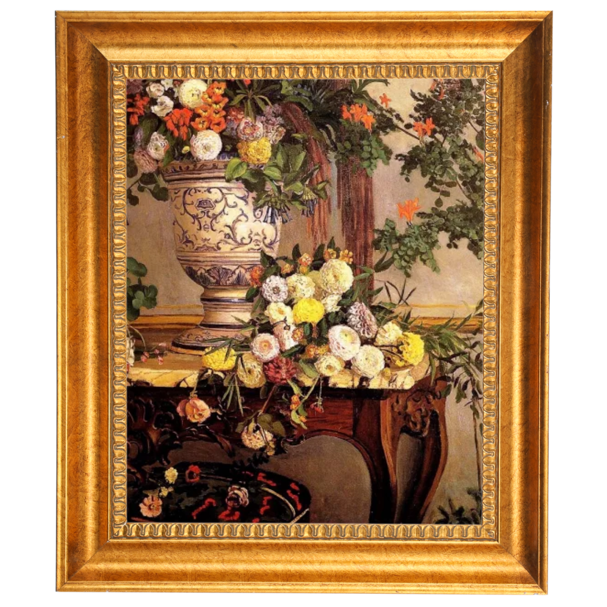 Frederic Bazille Flowers oil painting reproduction in decorative gold frame