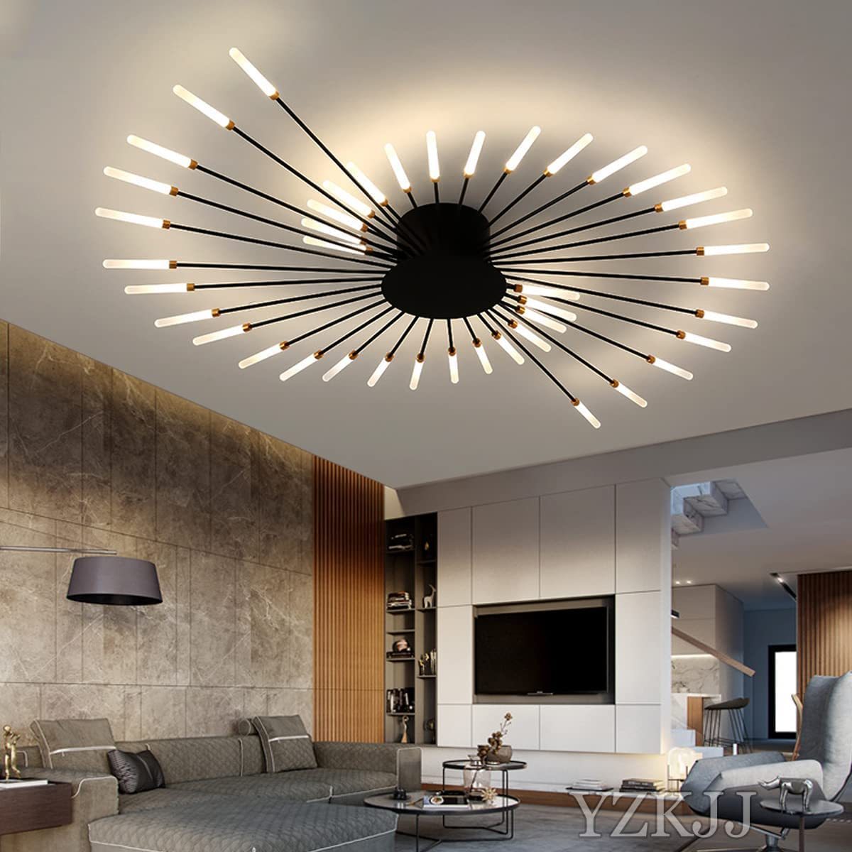 Lowry Fireworks Ceiling Light in modern living room