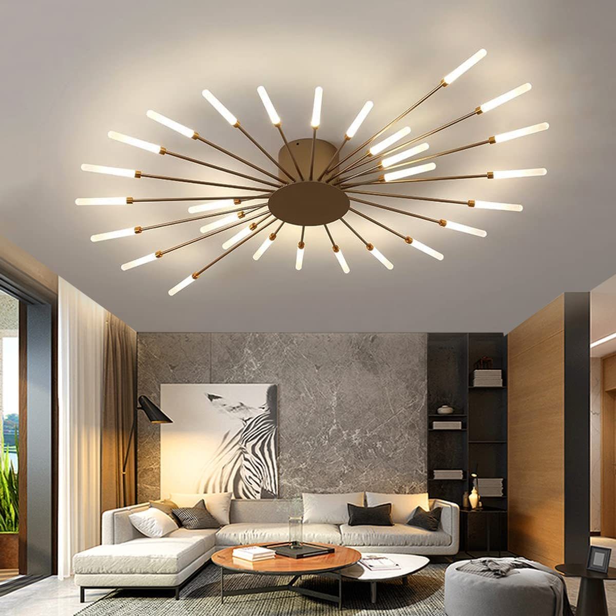 Lowry Fireworks Ceiling Light in a modern living room