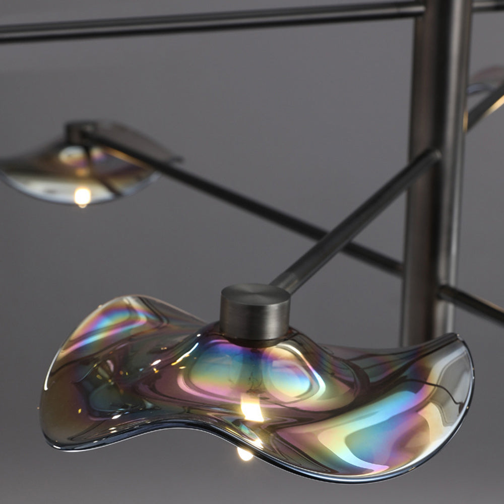 Carins Pendant Light: iridescent lotus leaf glass shades