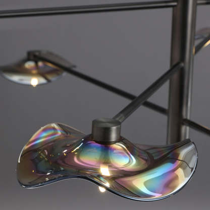 Carins Pendant Light: iridescent lotus leaf glass shades