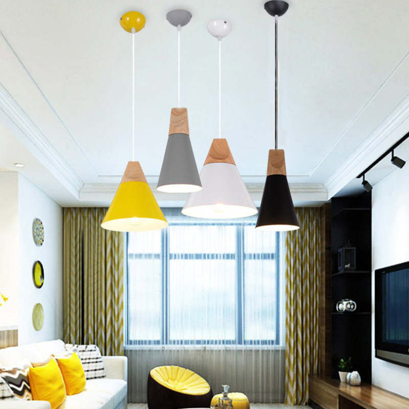 Morandi pendant lights in various colors, wood and metal design for Lassola lighting